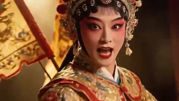 Close view of an expressive opera performer