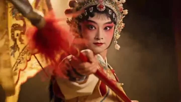 Embroidered costume moving across a lit stage